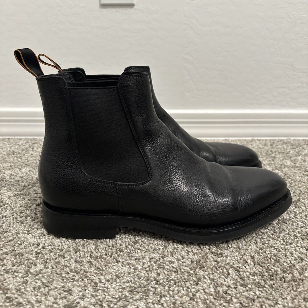 Santoni Black Leather Luxury Chelsea Boots Men’s US Size 11 Made In Italy